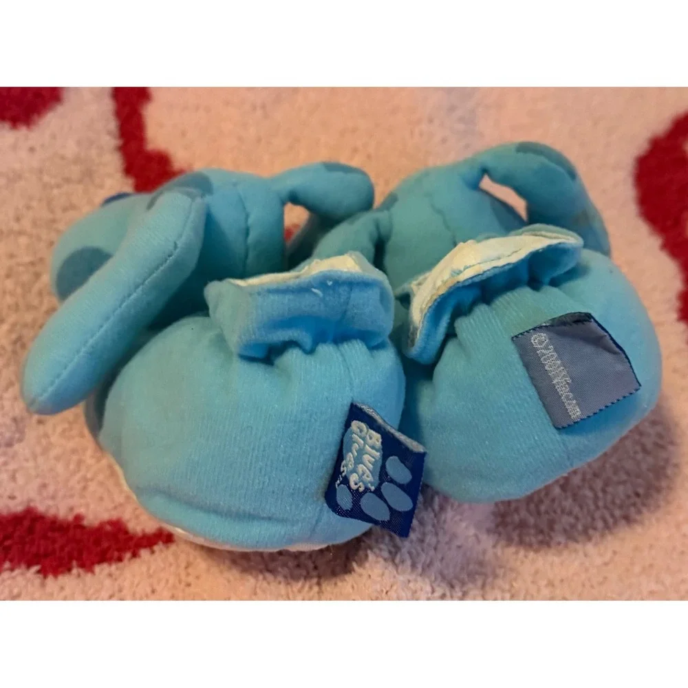 Vintage 2001 Blues Clues Blue Dog Plush Slippers Kids Blue Nickelodeon Viacom